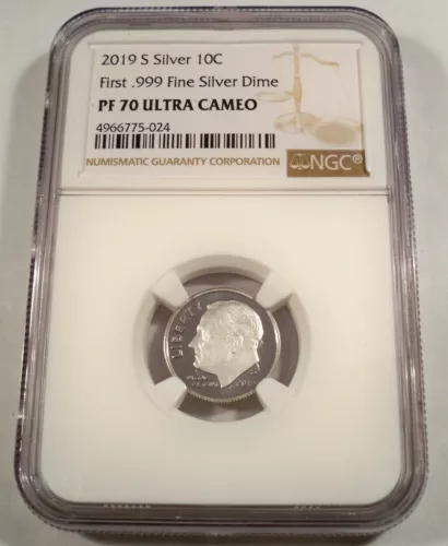 2019-S 10c .999 SILVER NGC PF70UCAM ROOSEVELT DIME PROOF ULTRA CAMEO PR 70