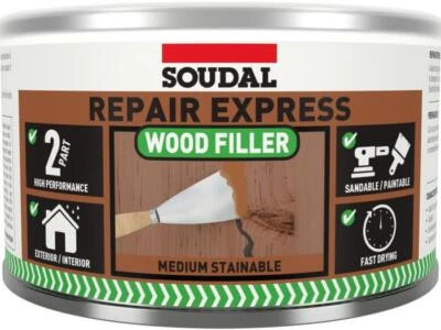 SOUDAL REPAIR EXPRESS WOOD FILLER 500G TWO PART WHITE/OAK/REDWOOD/PINE/MAHOGANY