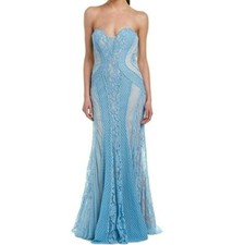 Issue Lace Strapless Dress Blue Size 8 NWT