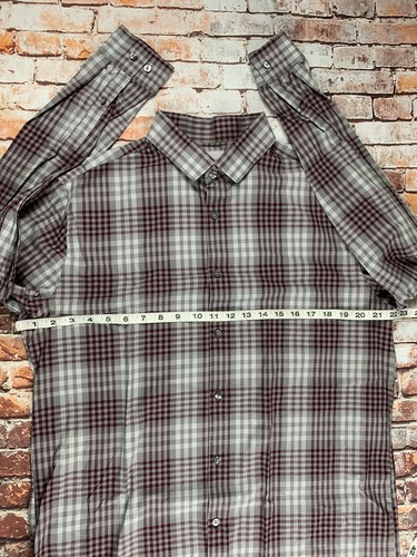 J. Ferrar Shirt Adult Large Grey Mens L Plaid Button Up - Picture 3 of 10