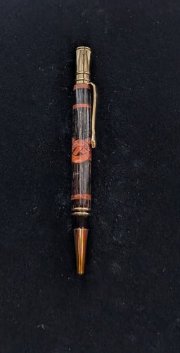 Executive Handmade Ball Point Pen - Black Palm wood with Celtic Knot. Gold trim