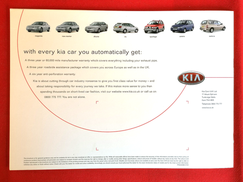 Folleto de ventas KIA RIO 2001 - 1,3, 1,5 SE, colores - excelente estado - Imagen 3 de 3
