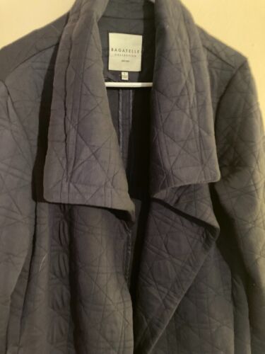 Bagatelle Womens Open Quilted Blue / Gray Jacket Coat - size Large - Picture 2 of 4