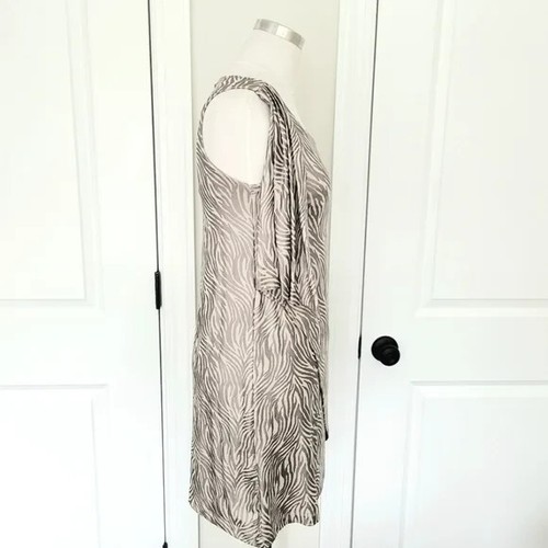 Nicole Miller Kids Tan Metallic Zebra Print Sleeveless Shift Dress Sz 16 Gift - Picture 4 of 7