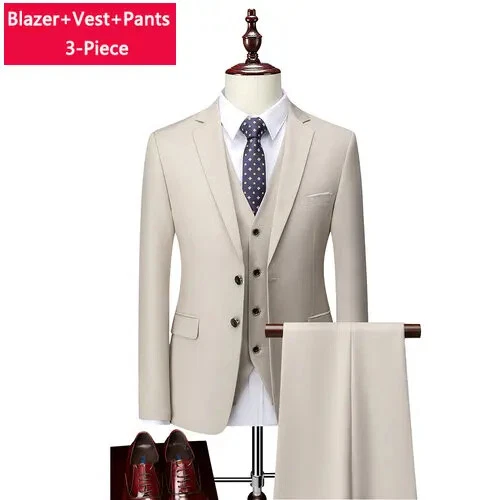 ( Sakko + Weste + Hose ) Boutique Herren Anzug 3-teiliges Set Bräutigam Brautkleid - Bild 28 von 52