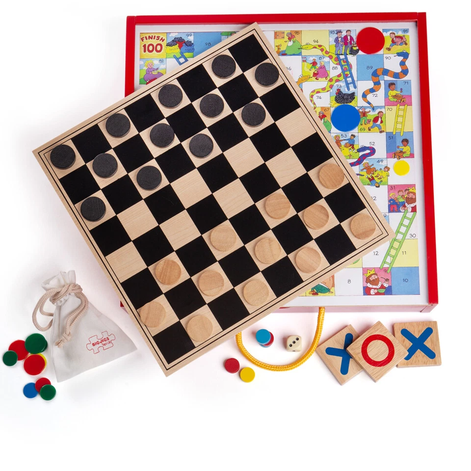 Bigjigs Toys Wooden Games Compendium, 4 Classic Games in 1 Set, Board Games - Image 4 of 4