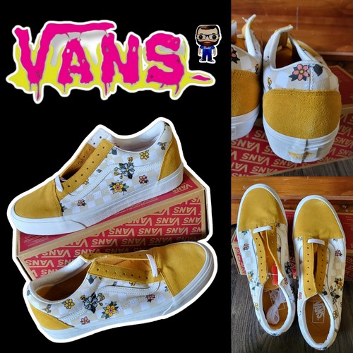 yellow checkered flower vans