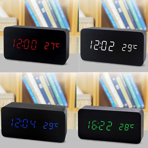 Modern Digital LED Alarm Clock Desk Snooze Brightness Display USB/Battery US - Bild 10 von 11