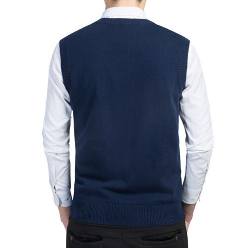 Men's Waistcoat Knitted Tops Pullover Vest Sleeveless Sweaters Comfort Fashion - Picture 19 of 28