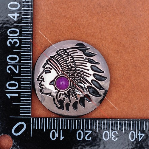 10X Silver Southwest Indian Head Turquoise Leathercraft Western Saddle Conchos - Picture 7 of 40