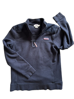 Vineyard Vines Women's Shep Shirt Sz M Navy Blue Cotton Long Sleeve EUC