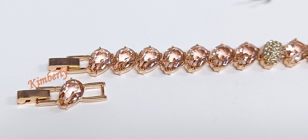 【美品】SWAROVSKI Rosette pink Braceletクリスタル One bracelet, Mixed cuts, Heart, Pink, Rose gold-tone plated