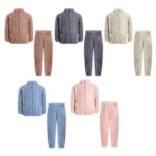 Unisex Kids Pajama Stand Collar Set Homewear Outfit Winter Nightwear Bottoms