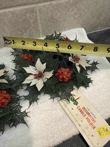 2 Vintage Decorative Candle Ring Holders Poinsettia Pine Cones Tapper Candle - 第 7/8 張圖片