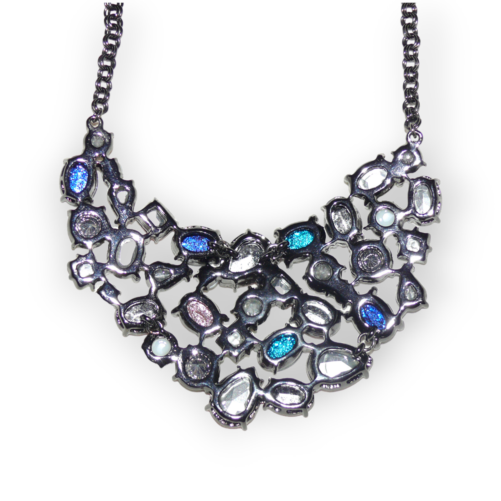 Betsy Johnson Statement Bib Rhinestone Necklace G… - image 6
