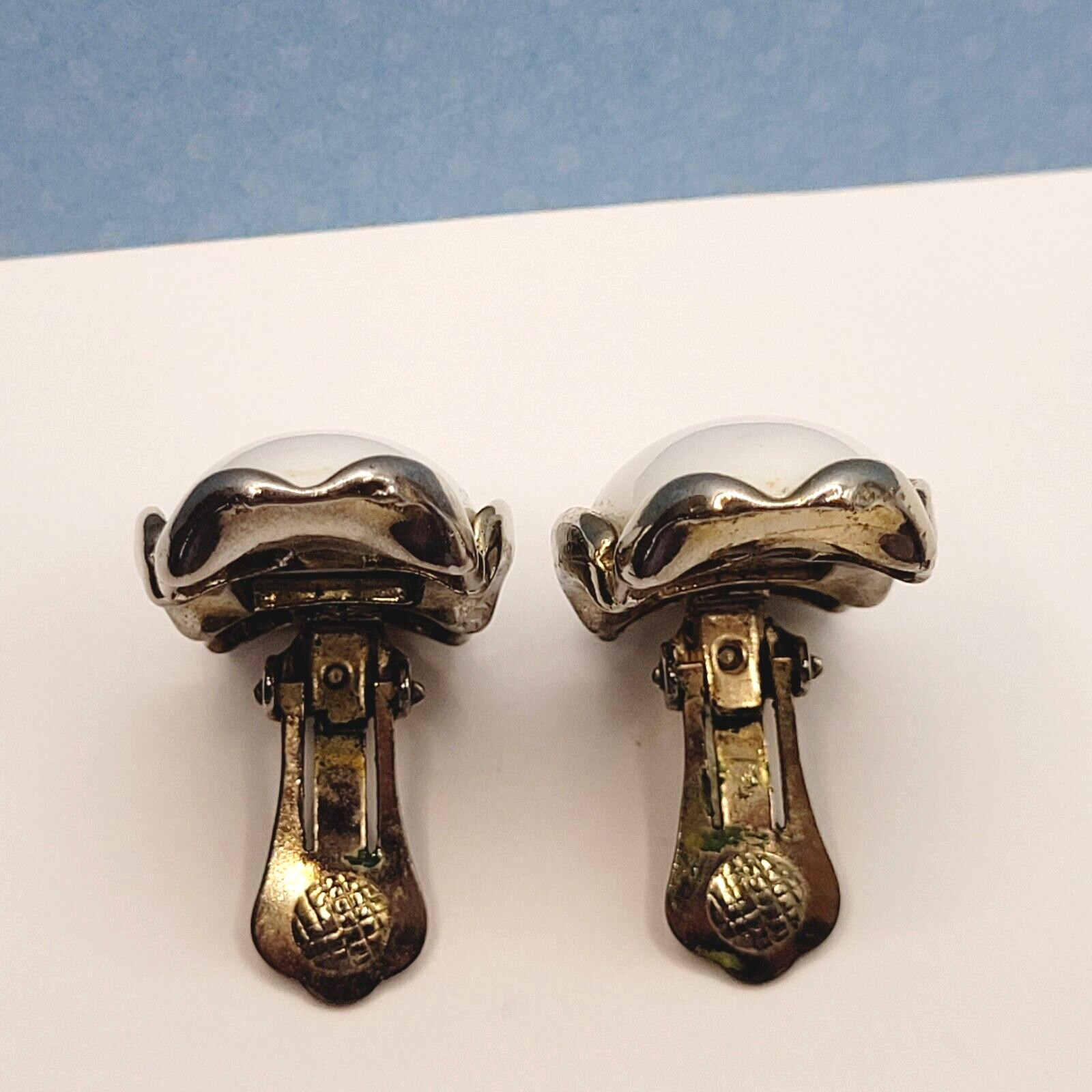 White Agate Stone Cabochon Statement Silver Tone … - image 13