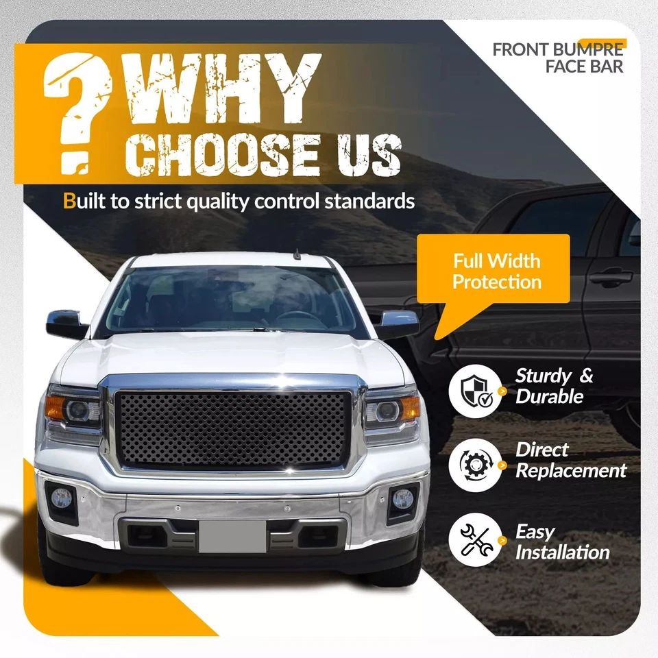 Front Bumper Face Bar + Skid Plate Valance Panel For GMC Sierra 1500 2014-2015 Foto 2 de 4