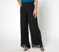 Attitudes by Renee Regular Triple Mesh Palazzo Pant-Black-XS-NEW-A646379
