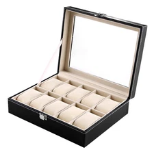 UTEN 10 slots Watch Case Watch Jewelry Storage Display Organizer Watch Box