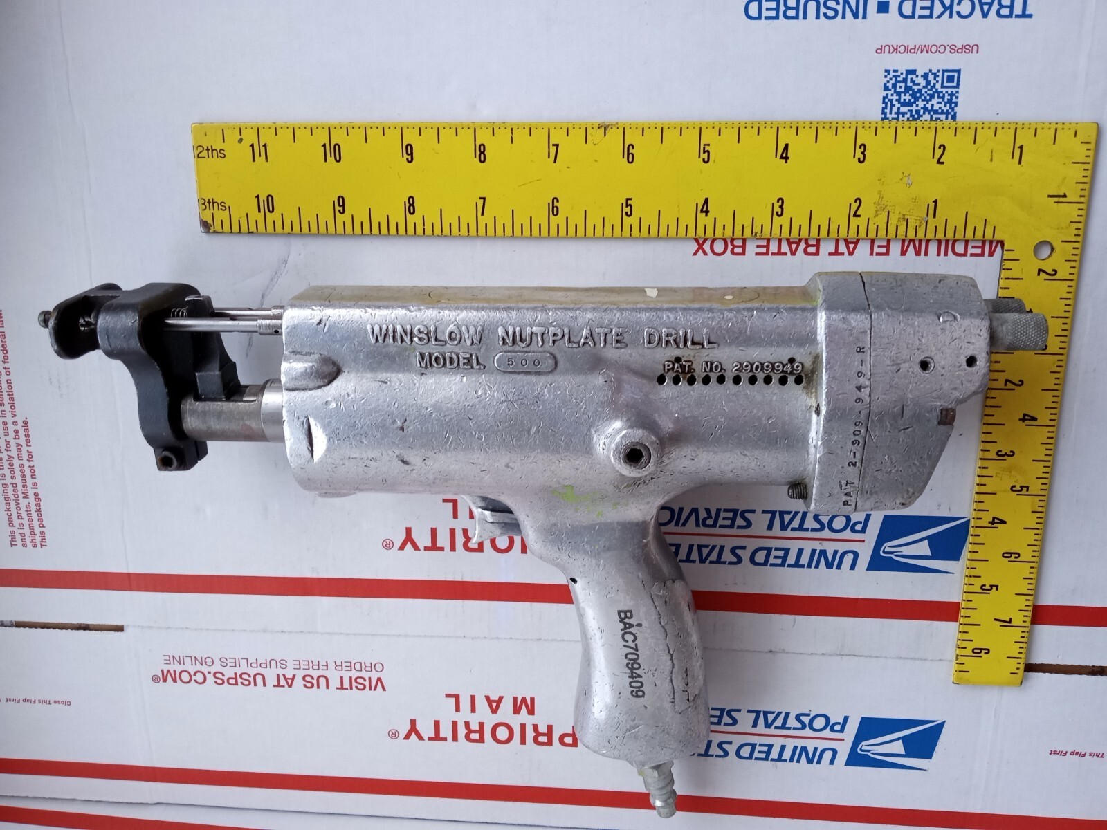 WINSLOW TOOLS AIR PNEUMATIC NUTPLATE DRILL JIG SHEET METAL TESTED GOOD