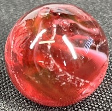 Vintage Akro Agate Peltier Art Swirl Glass Marble .72 Red White