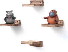 Small Floating Shelf, 4X4 Inch Display Ledges for Wall,Mini Shelves,Rustic Wood