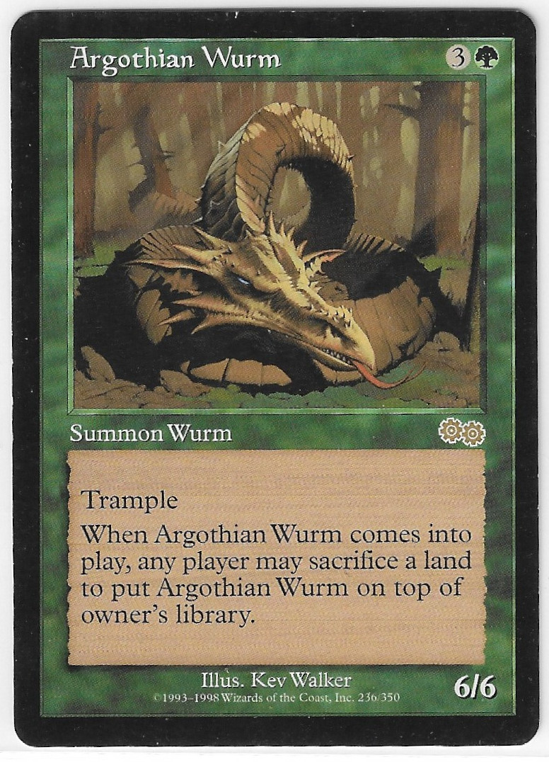 MTG Argothian Wurm - Urza's Saga - Reserve List - Excellent/LP Condition