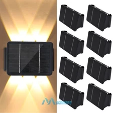 LED Solar Fence Lights Outdoor Dusk to Dawn Wall Light Garden Pathway Deck Lamp