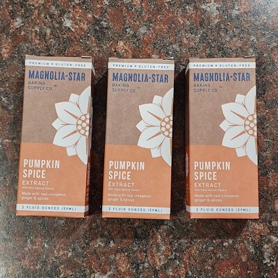 3 - 2 Fl Oz Bottles Pumpkin Spice Extract MAGNOLIA STAR Gluten Sugar Free NEW