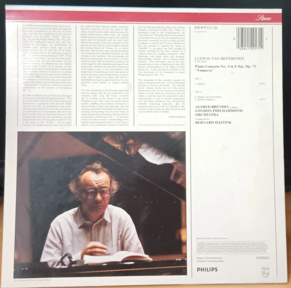 Alfred Brendel – Beethoven Piano Concerto No.5 Emperor -LP record EX, cover VG+ - Image 2 of 3