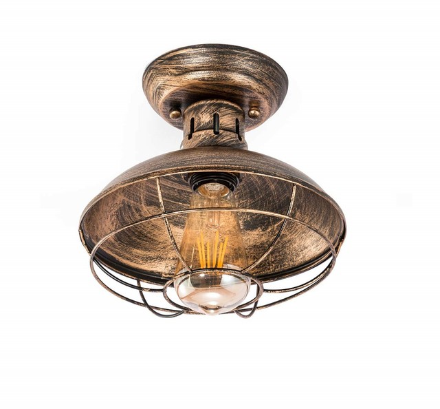 Zz Joakoah Rustic Semi Flush Mount Ceiling Light Industrial