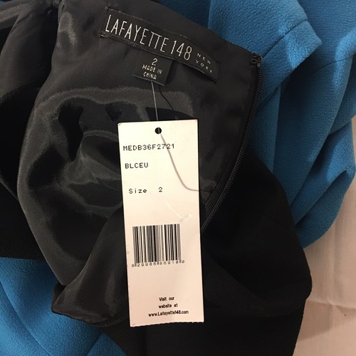 Lafayette 148 Wool Dress 2 Blue Black Sleevless Sheath Career NWT $460 - Picture 6 of 7