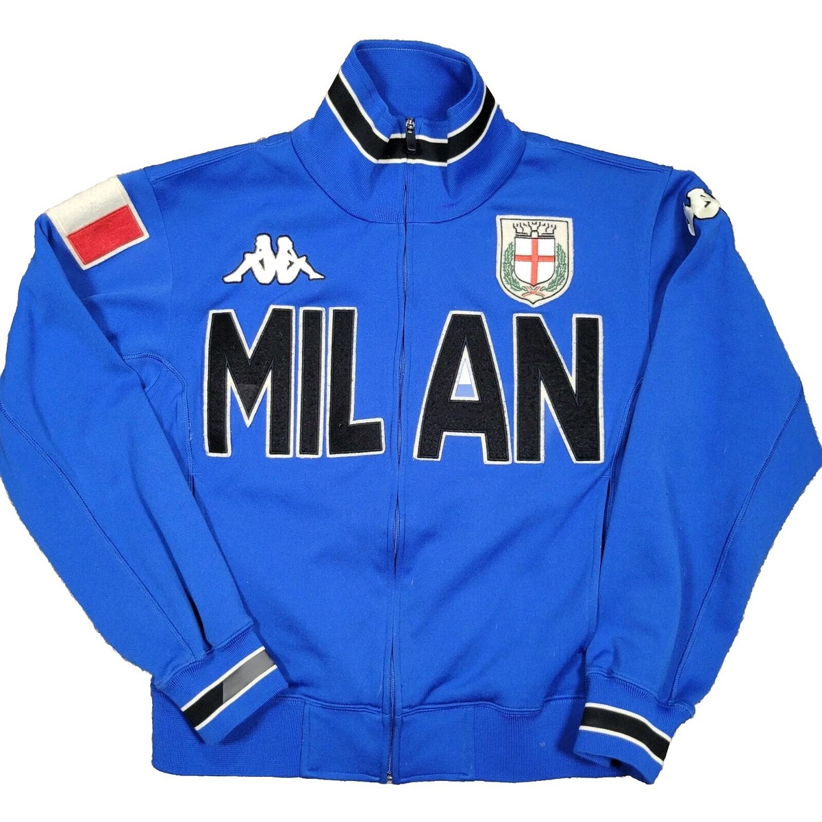 Vtg Kappa Milan Italy Embroidered Blue Track Jacket Size