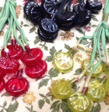 vintage berries hand wrapped blown glass 1940s made in Germany 6pcs