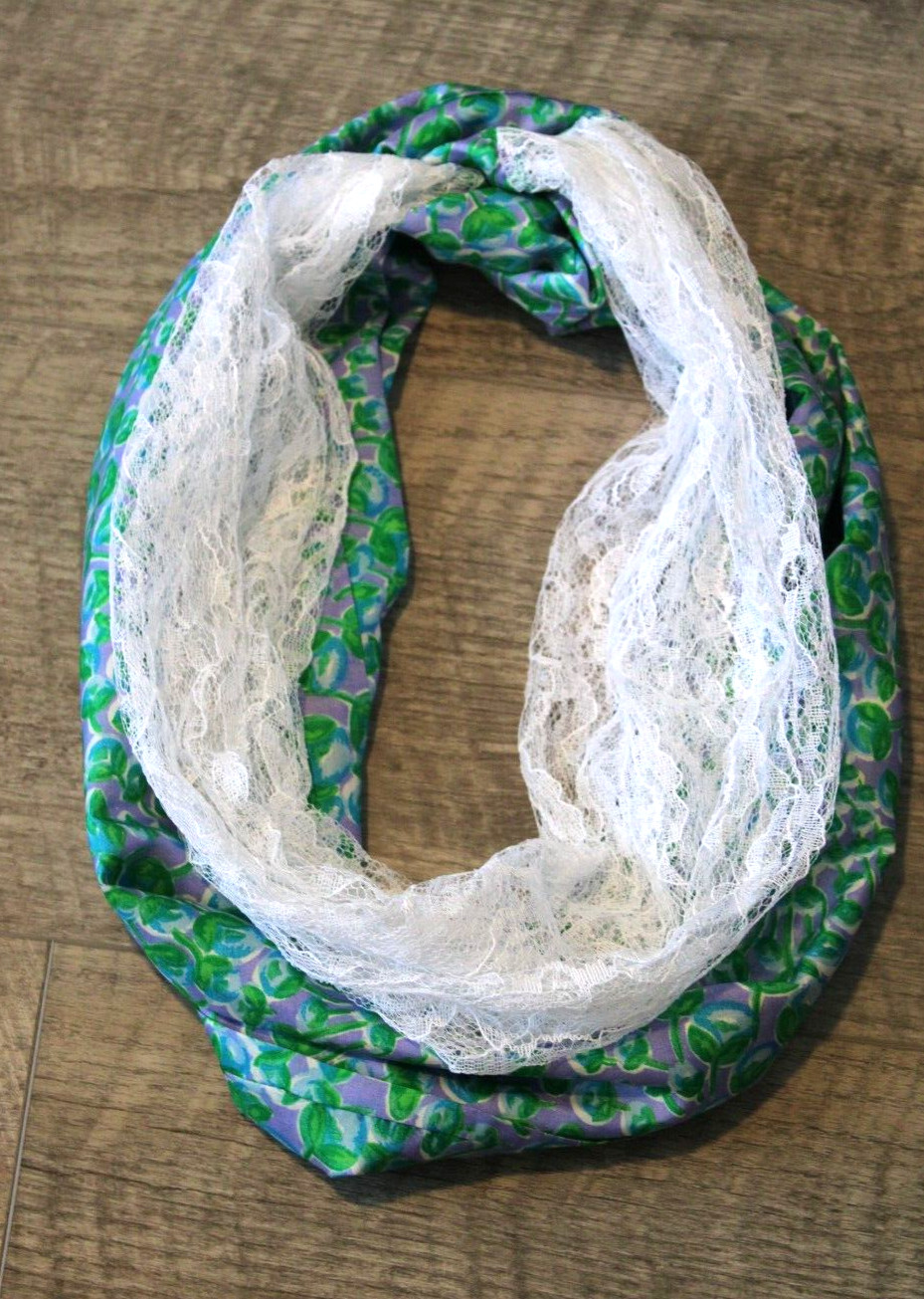 Lightweight Infinity Loop Accent Scarf Floral Lac… - image 1