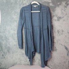 FATFACE Open Cardigan Sweater Womens UK 10 US 6 Blue Waterfall Hem 100 Cotton