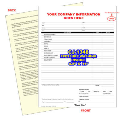 #ad PRESSURE WASHING INVOICES CUSTOM PRINTED 2 Part Carbonless $71.00