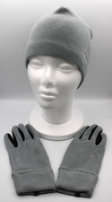 Nike Womens Fleece Beanie Hat and Glove Set M/L Particle Grey/Silver
