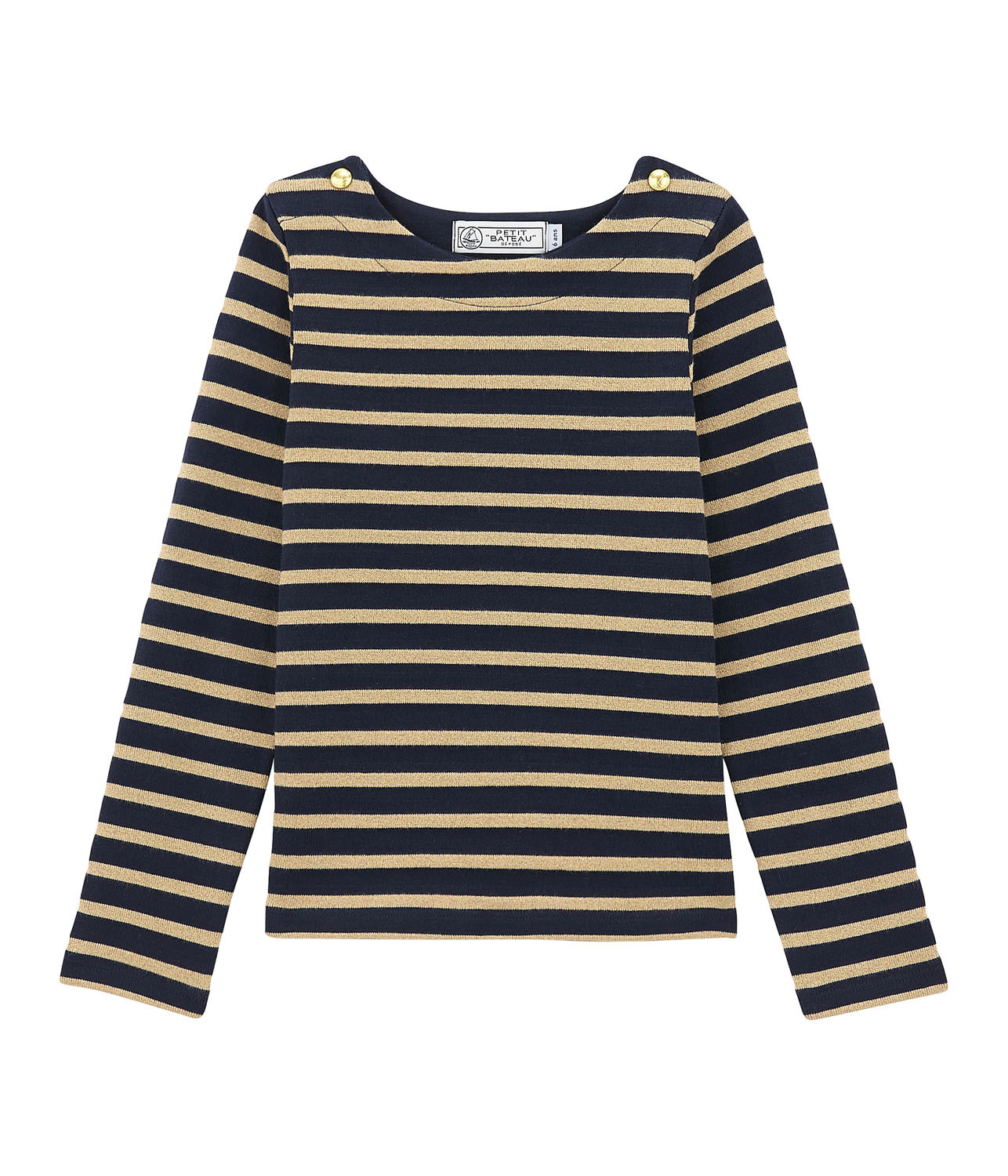Футболка PETIT BATEAU Langarmshirt от Streifen marine gold Glitzer Grössen 4-12 месяцев