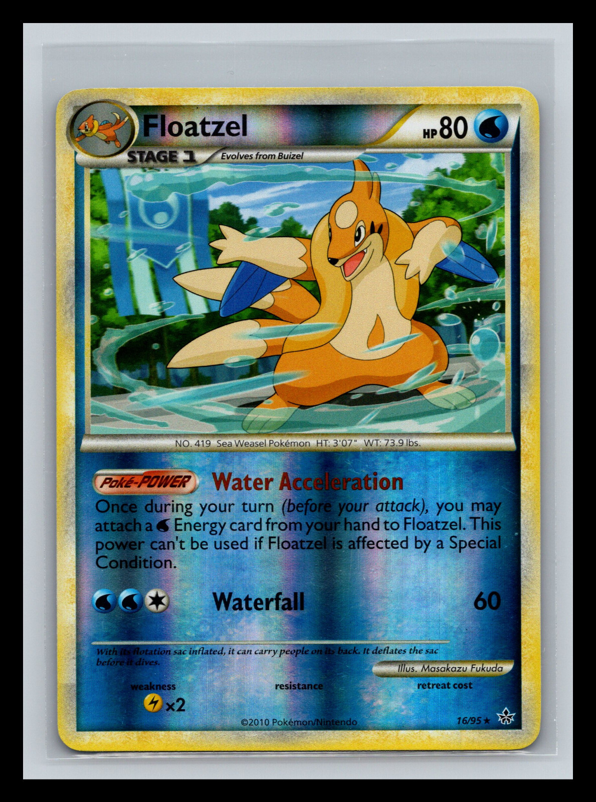 🔥 FLOATZEL UNLEASHED RARE HOLO FOIL - 2010 POKEMON TCG CARD # 16/95