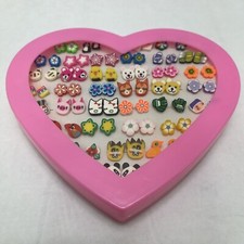 Kids Valentines Hypoallergenic Stud Earring Set, Gift Boxed 36 Pairs Total 
