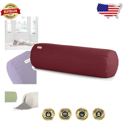 Ergonomic Yoga Bolster with Firm Buckwheat Filling - Portable 27 x 8 x 8 Inches
