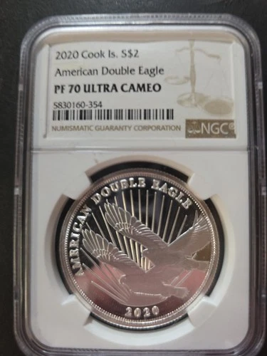 Cook Islands 2020 1/2 oz Silver $2 American Double Eagle Proof PF70 UC NGC 
