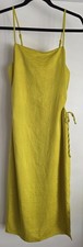 NWT Christian Lacroix Midi Slip Dress M Yellow Sleeveless Side Cutouts Satin