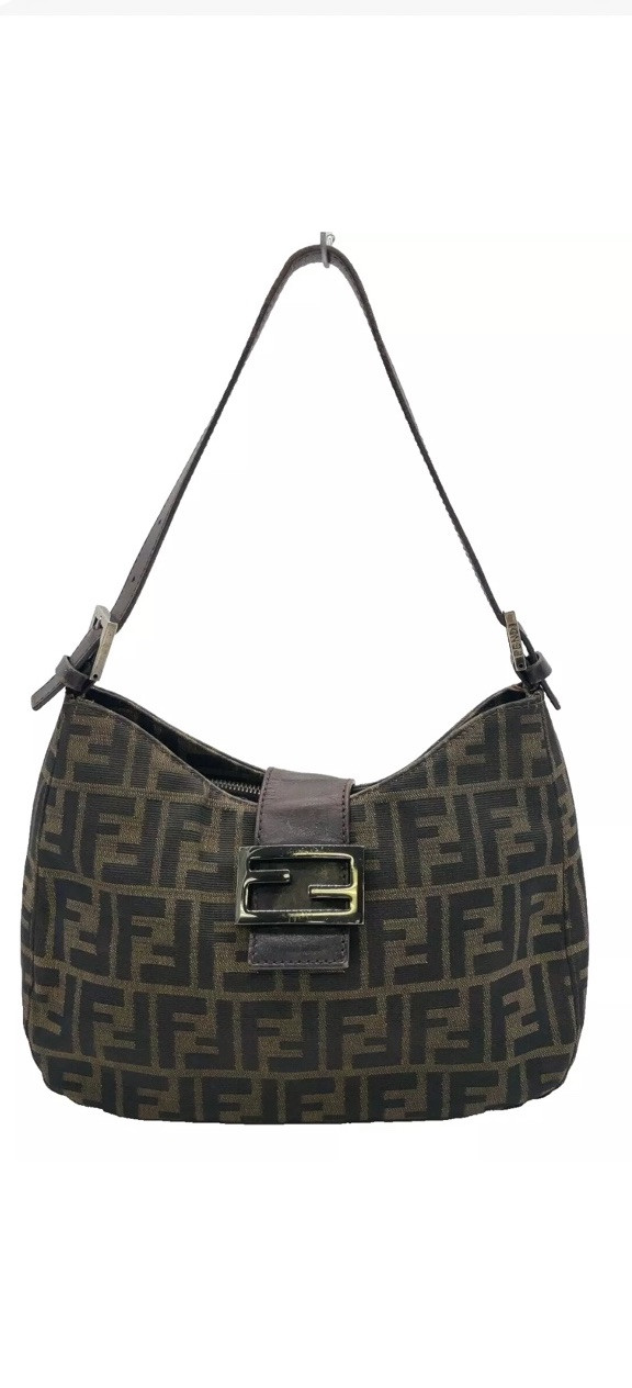 Fendi Zucca Canvas Mamma Baguette Hobo Shoulder Bag NS011600