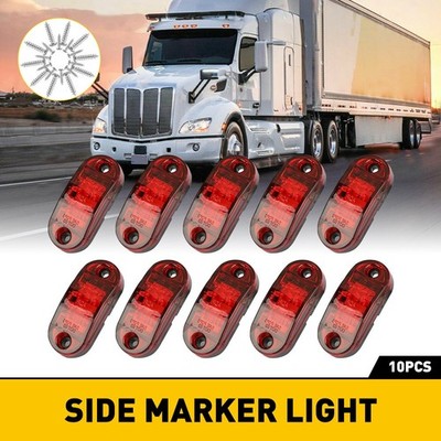 10pcs Red LED Car Truck Trailer Oval 2.5'' Side Clearance Marker Lights Lamps