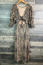 Free People String Of Heart Midi Dress Size XS Animal Print Cut Out Boho