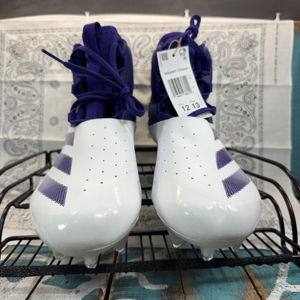 Adidas ADIZERO Chaos High-Top Football Cleats White/Purple IG3459 Mens Sz 12 New NEW Adidas ADIZERO Chaos High-Top Football | Mercari main image 4