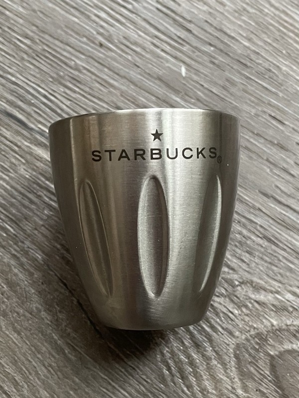 * Rare Starbucks Barista 1 Oz Shot Cup Stainless Steel Black Star Logo *