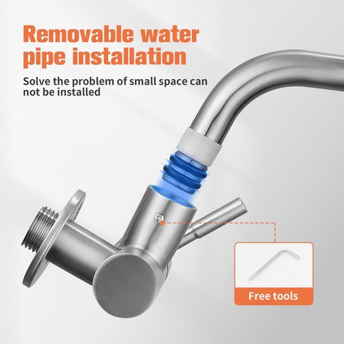 Wall Mount Faucet Cold only,G1/2 inch Cold Kitchen Utility Sink Faucet SUS304... - Picture 4 of 7